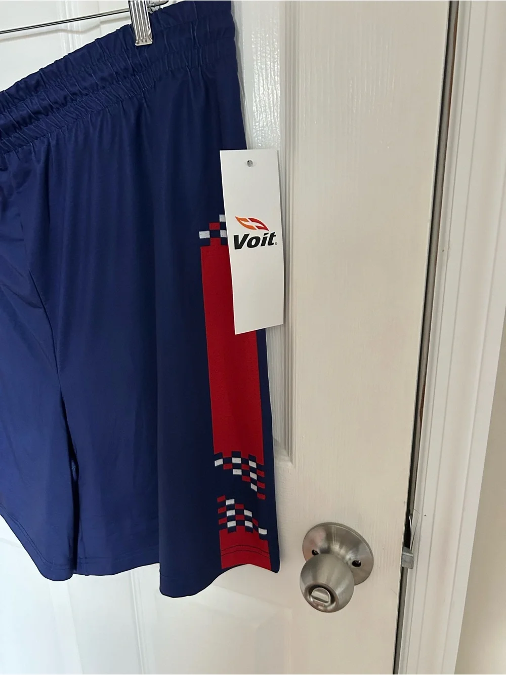 Men's Athletic Navy Shorts with Red Accent Panel